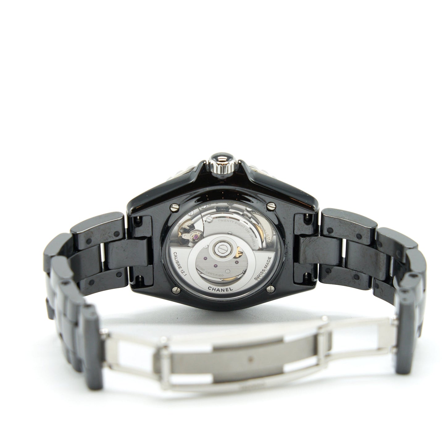 Chanel J12 Watch Calibre 12.1, 38mm Black Ceramic And Steel, Diamond Indicators H5702