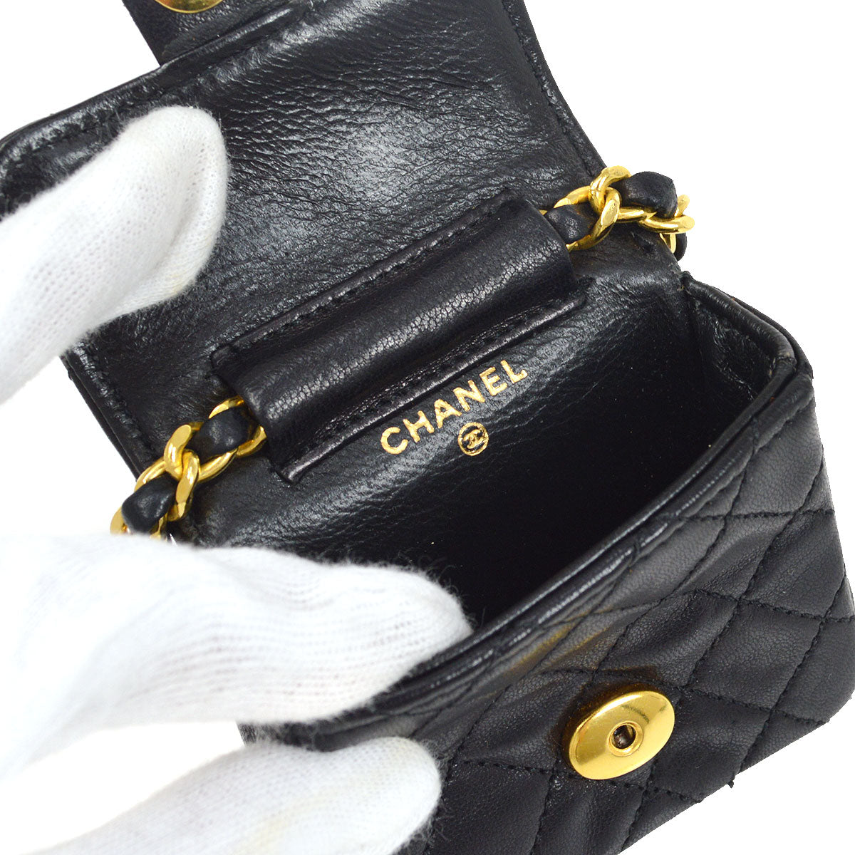 CHANEL Classic Flap Micro Charm Black Lambskin 63555