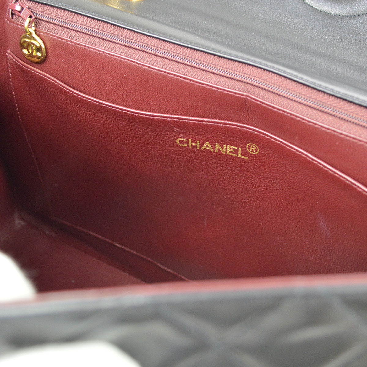 CHANEL Classic Flap Maxi Chain Shoulder Bag Black Lambskin 94639