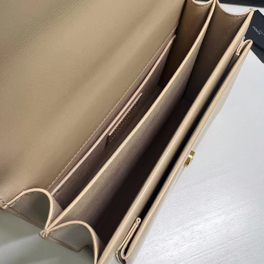 Luxury Saint Laurent SUNSET MEDIUM 22 IN BEIGE CALFSKIN GOLD HARDWARE