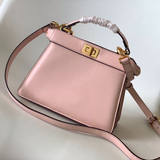 Luxury FendiPeekaboo ISeeU Petite 20 Bag Pink Lambskin Ghw