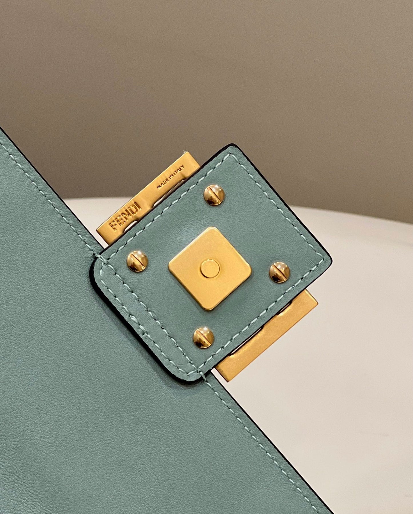 Luxury FendiBAGUETTE WITH FF MOTIF 27 IN VIRIDIAN GREEN SOFT LAMBSKIN GOLD HARDWARE