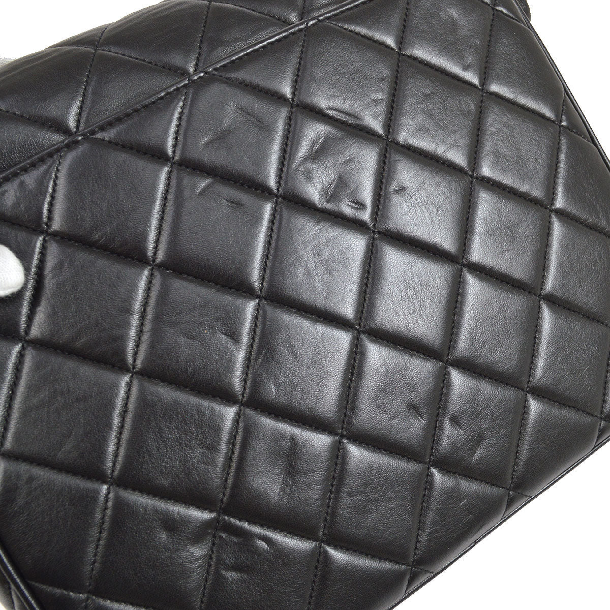 CHANEL 1994-1996 Black Lambskin Straight Flap Medium 94748