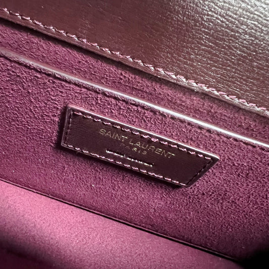 Luxury Saint Laurent SUNSET MEDIUM 22 IN MAROON CALFSKIN GOLD HARDWARE