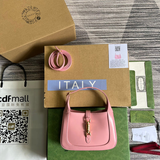 Luxury Gucci GG JACKIE MINI 19 SHOULDER BAG IN PINK PATEL CALFSKIN