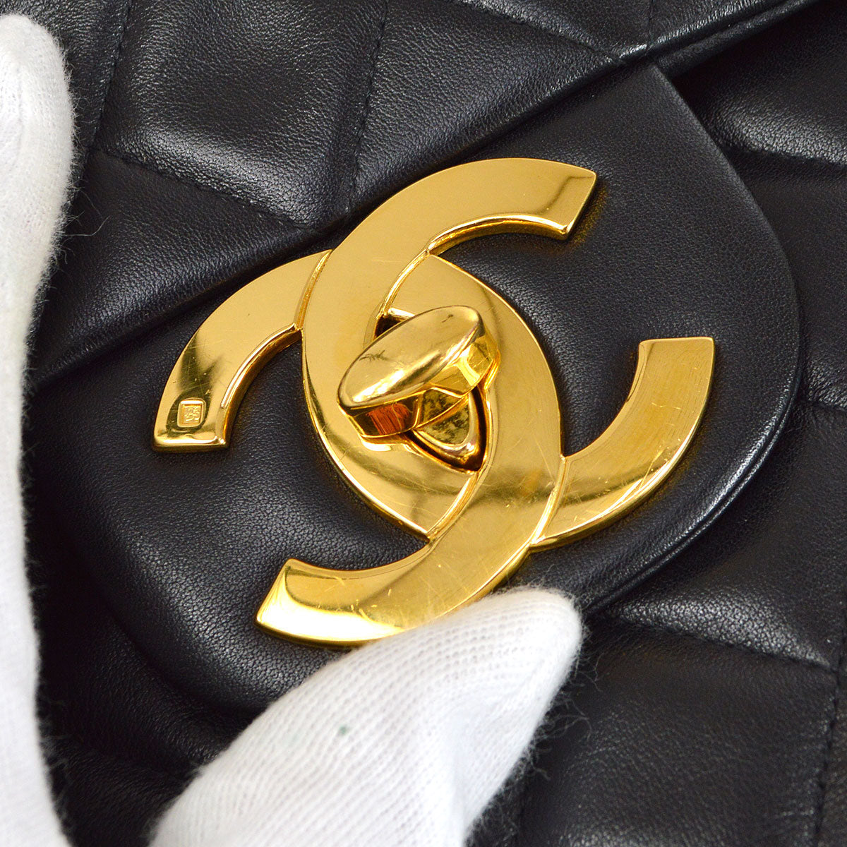 CHANEL 1994-1996 Black Lambskin Classic Flap Maxi 75100