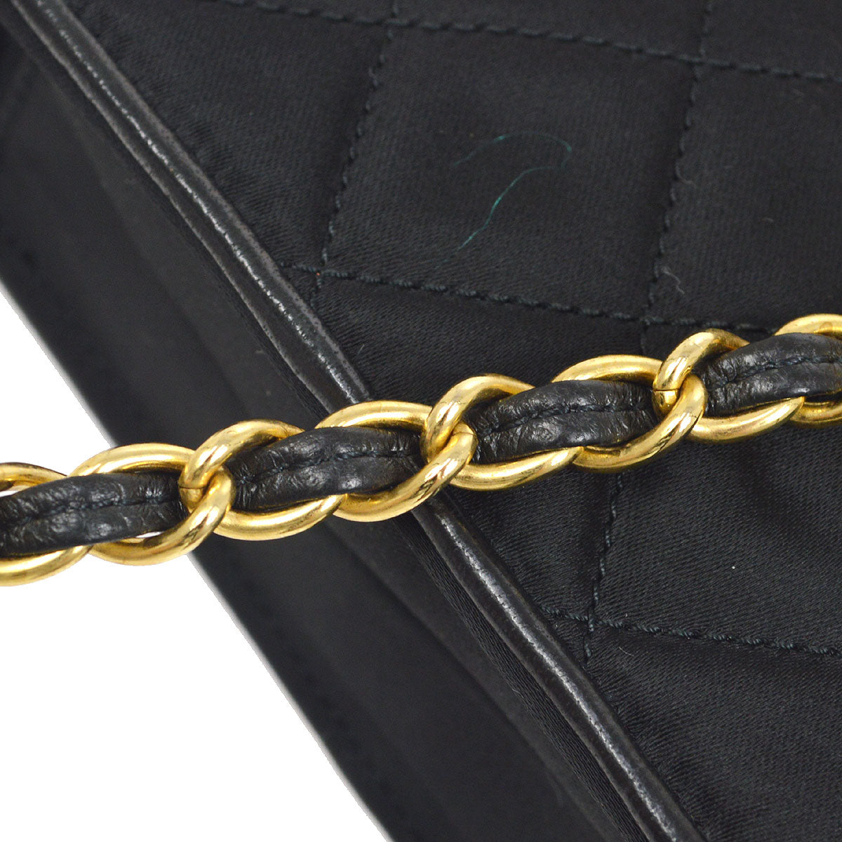 CHANEL★ 1989-1991 Black Satin Octagonal Flap Bag A41381c