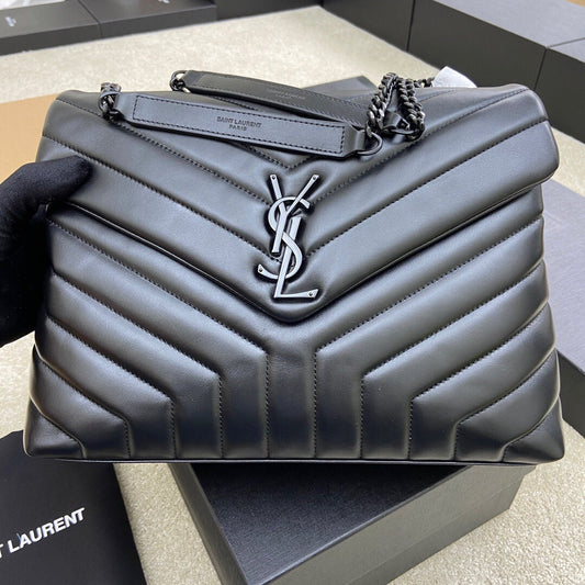 Luxury Saint Laurent LOULOU MEDIUM 32 ALL BLACK QUILTED LEATHER