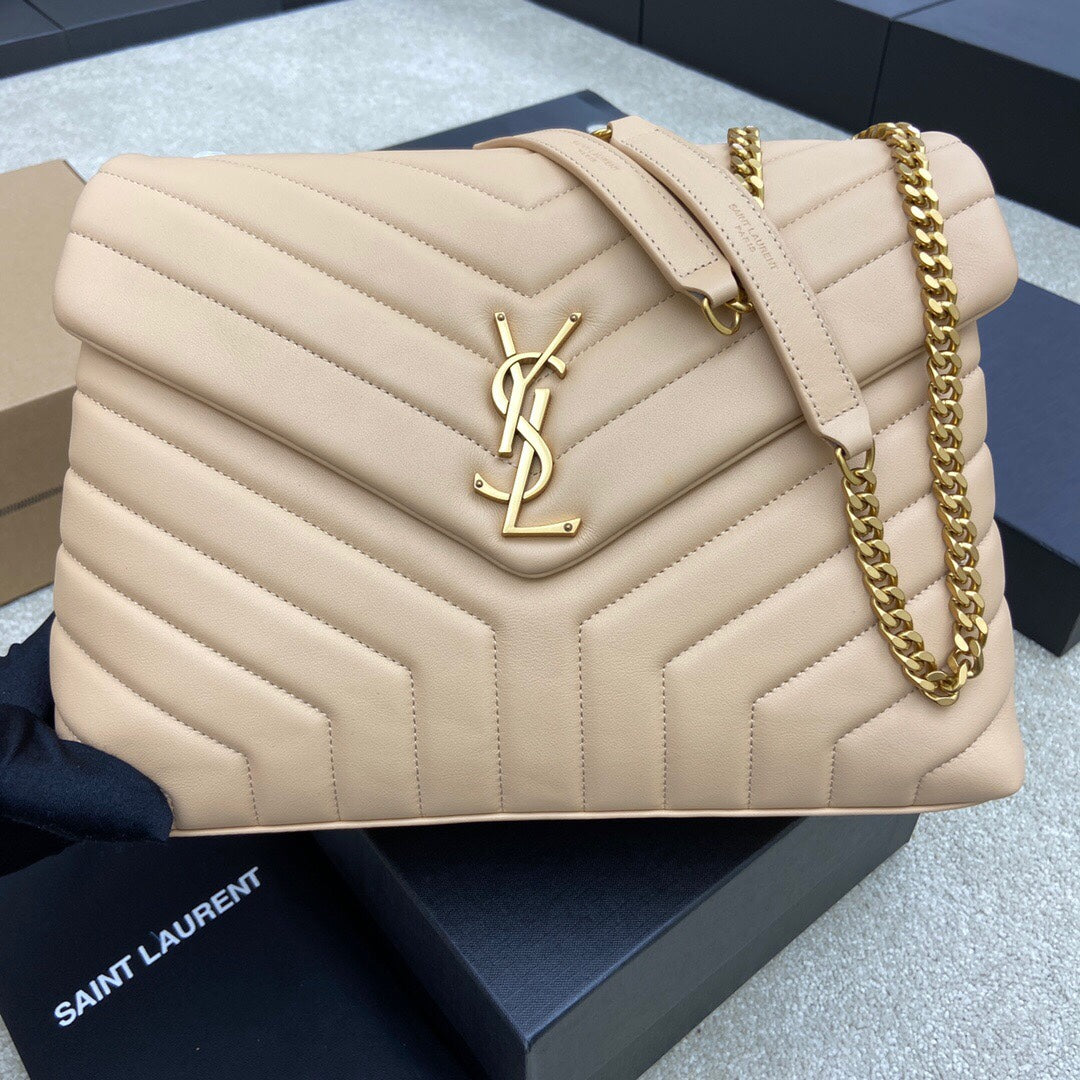 Luxury Saint Laurent LOULOU MEDIUM 32 CREAM QUILTED LEATHER GOLD HARDWARE