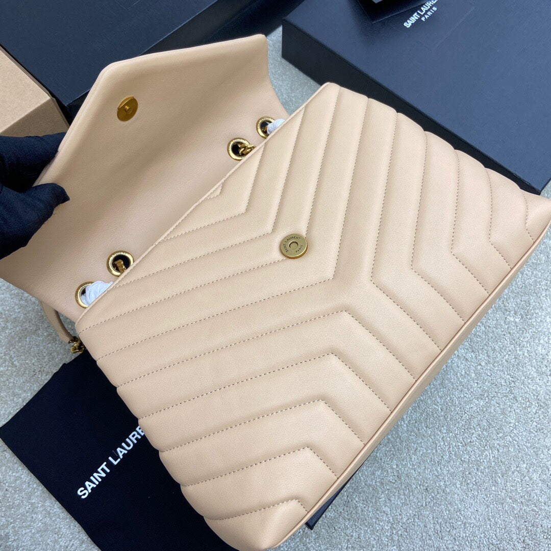Luxury Saint Laurent LOULOU MEDIUM 32 CREAM QUILTED LEATHER GOLD HARDWARE