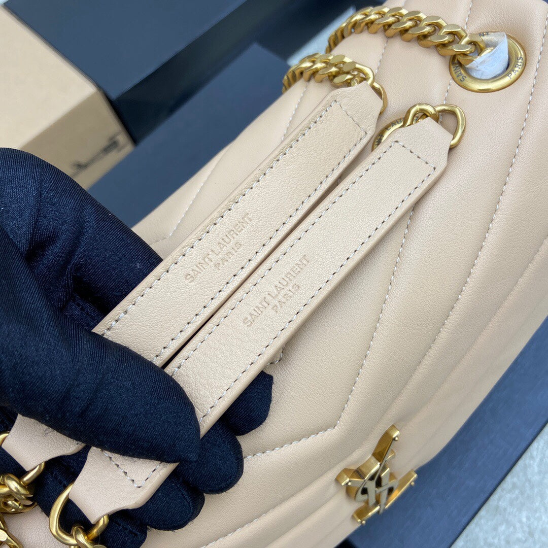 Luxury Saint Laurent LOULOU MEDIUM 32 CREAM QUILTED LEATHER GOLD HARDWARE