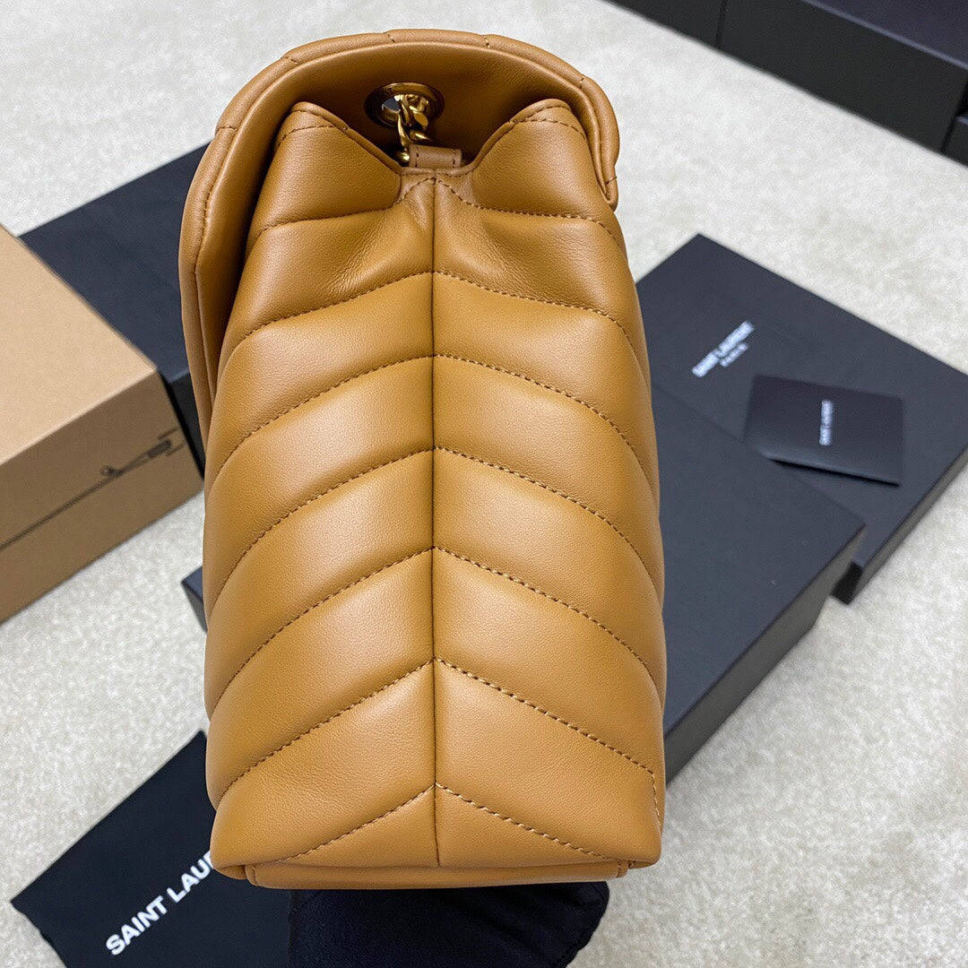 Luxury Saint Laurent LOULOU MEDIUM 32 BROWN QUILTED LEATHER GOLD HARDWARE