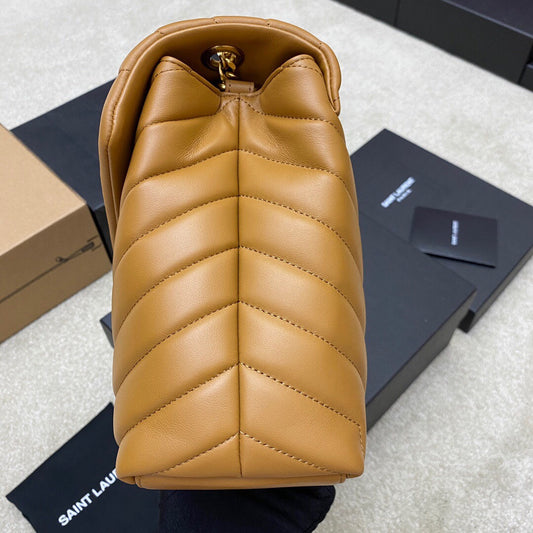 Luxury Saint Laurent LOULOU MEDIUM 32 BROWN QUILTED LEATHER GOLD HARDWARE