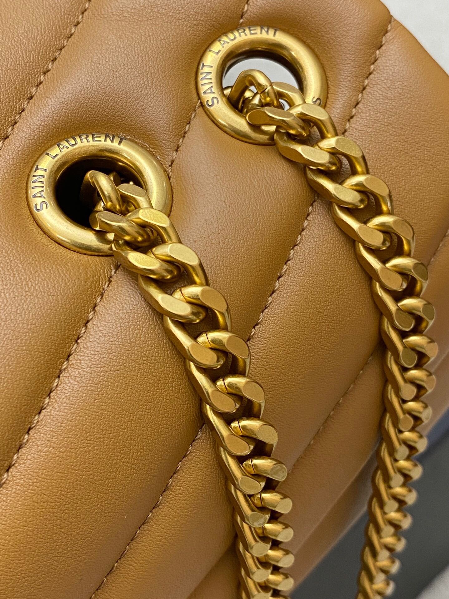 Luxury Saint Laurent LOULOU MEDIUM 32 BROWN QUILTED LEATHER GOLD HARDWARE