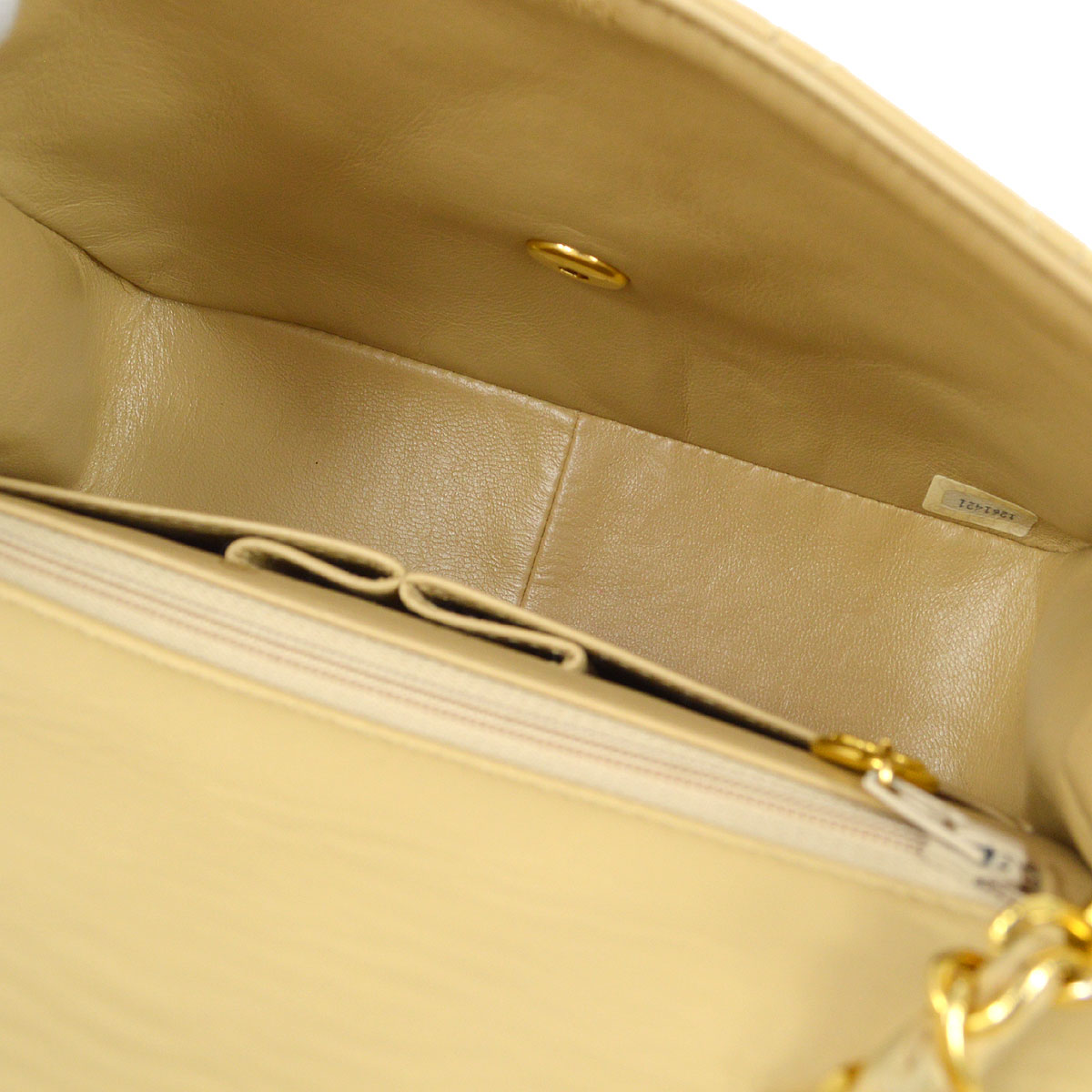 CHANEL★ 1989-1991 Classic Square Flap Beige Lambskin 95971