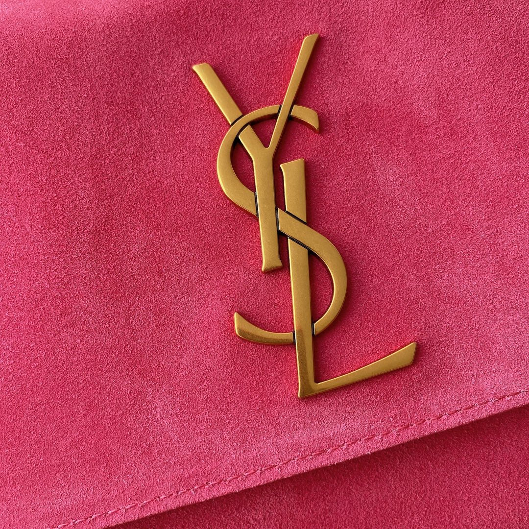 Luxury Saint Laurent kate medium reversible 28.5cm red calfskin suede calfskin