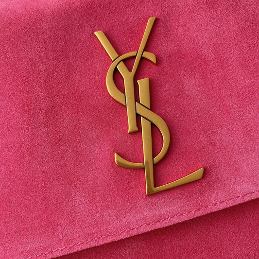 Luxury Saint Laurent kate medium reversible 28.5cm red calfskin suede calfskin