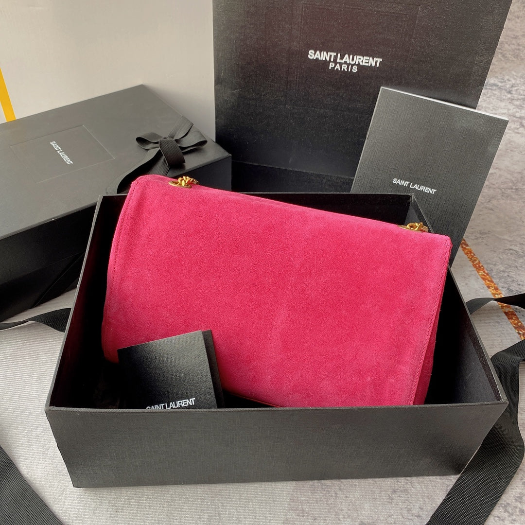 Luxury Saint Laurent kate medium reversible 28.5cm red calfskin suede calfskin