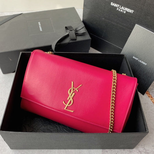 Luxury Saint Laurent kate medium reversible 28.5cm red calfskin suede calfskin