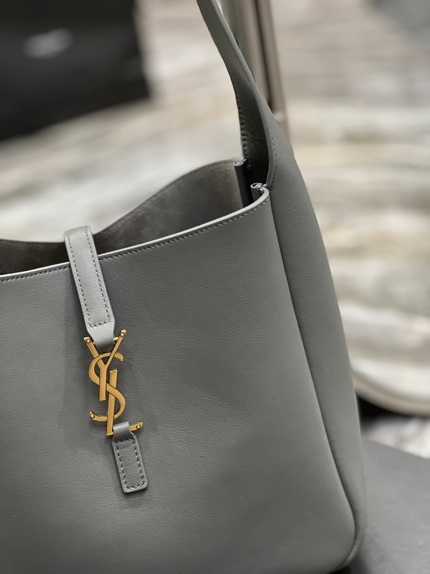 Luxury Saint Laurent le 5a7 small 23 rock gray calfskin