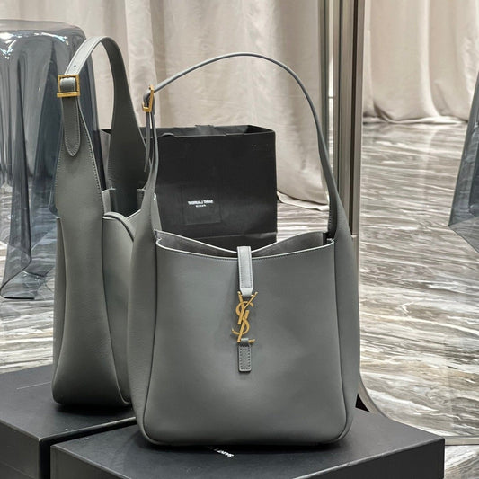 Luxury Saint Laurent le 5a7 small 23 rock gray calfskin