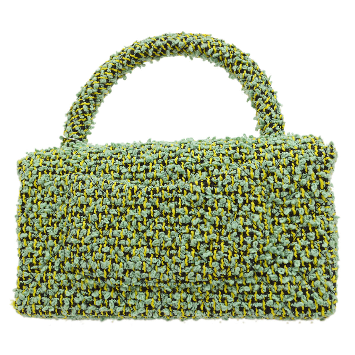 CHANEL * 1994 Classic Flap Handbag Medium Green Tweed 54084