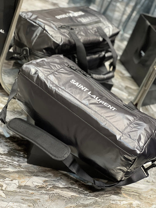 Luxury Saint Laurent TRAVEL TOTE BAG 50 IN BLACK POLISHED NYLON