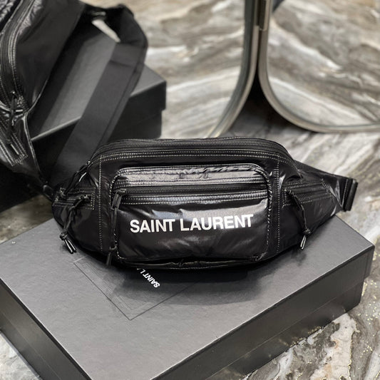 Luxury Saint Laurent CROSSBODY BAG 24 IN BLACK POLISHED NYLON