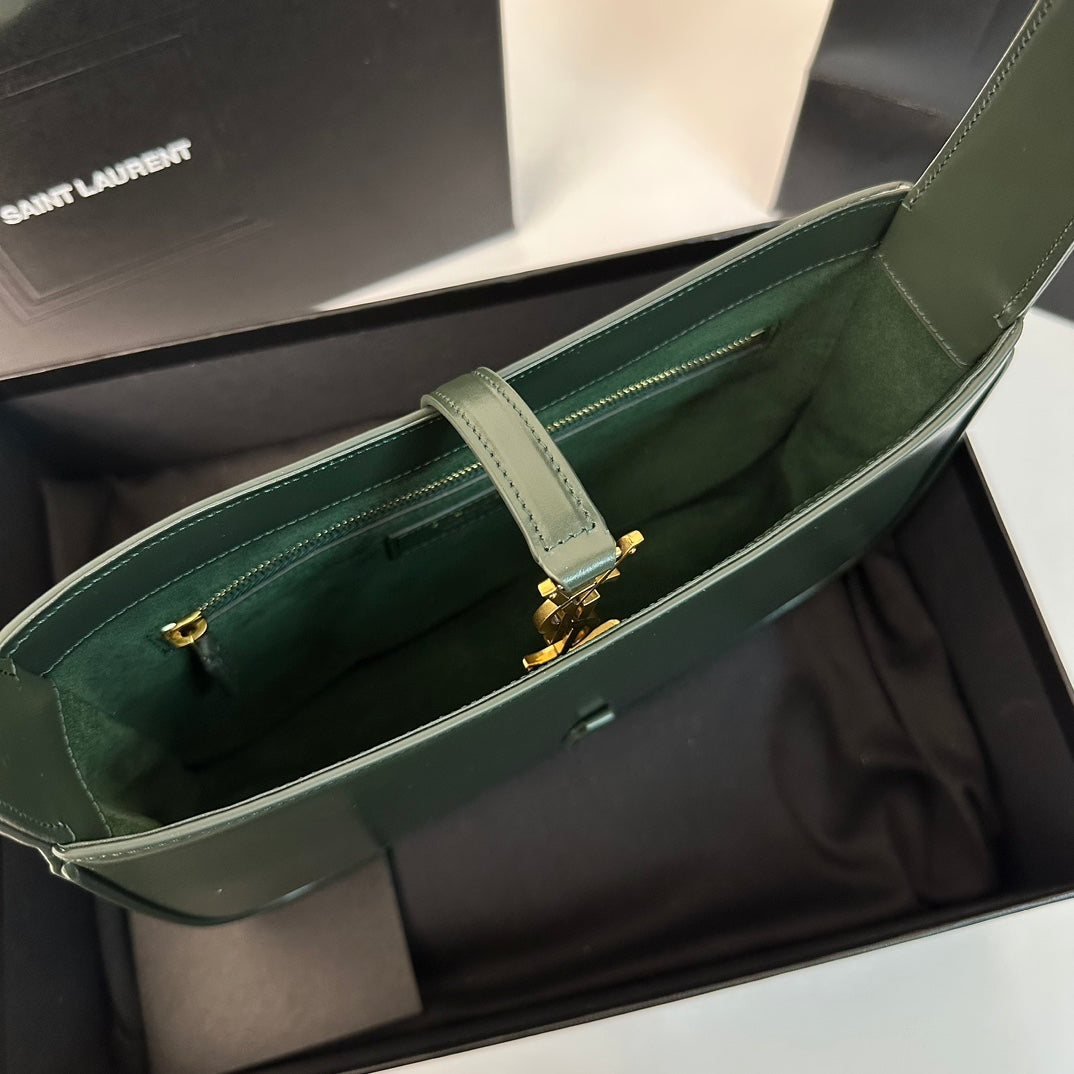 Luxury Saint Laurent Le 5 a 7 24 Dark Green Lambskin Ghw
