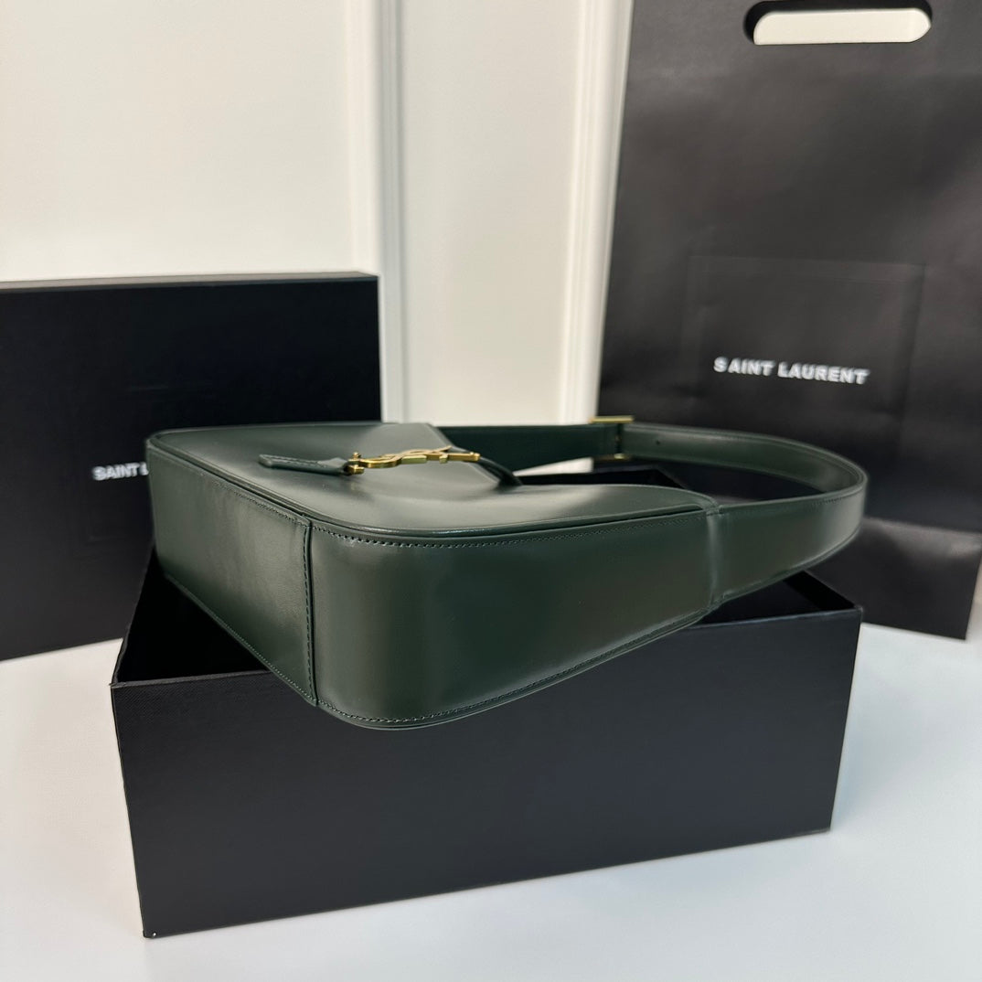Luxury Saint Laurent Le 5 a 7 24 Dark Green Lambskin Ghw