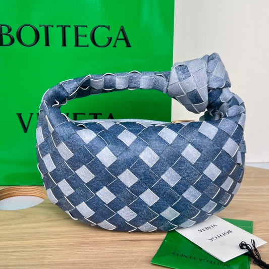 Luxury Bottega Veneta mini jodie 28 blue denim lambskin