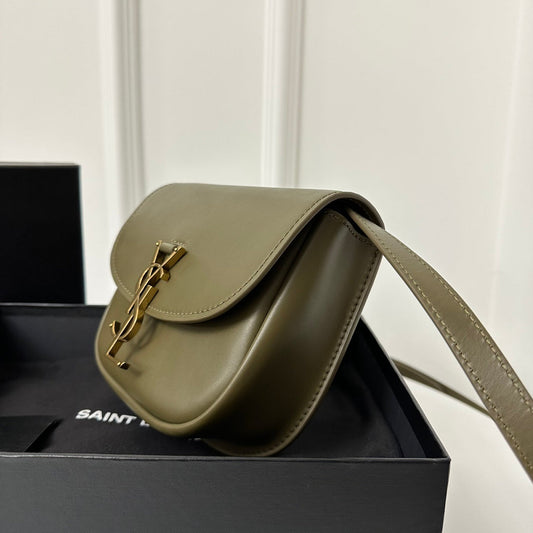 Luxury Saint Laurent SL Kaia Small Satchel in green smooth leather
