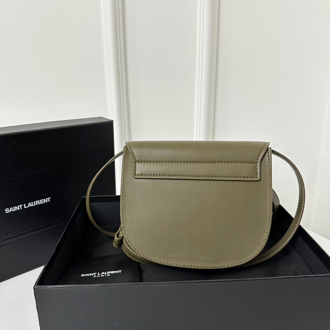 Luxury Saint Laurent SL Kaia Small Satchel in green smooth leather