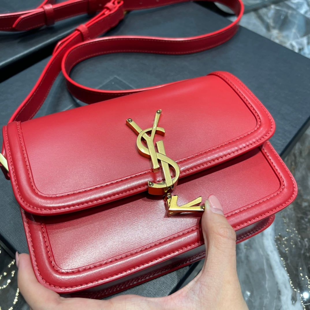 Luxury Saint Laurent SOLFERINO SMALL 19 RED CALFSKIN GOLD HARDWARE