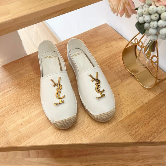 Luxury Saint Laurent SL YVES LOGO SLIP ON WHITE CALFSKIN