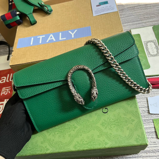 Luxury Gucci DIONYSUS SMALL 25 BAG IN EMERALD GREEN CALFSKIN