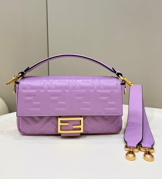Luxury FendiBaguette 27cm Violet Lambskin Gold Hardware