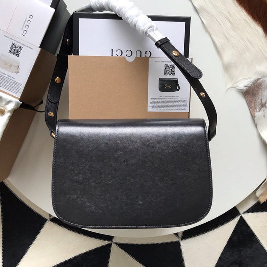 Luxury Gucci GG HORSEBIT 1955 MINI BAG 25 IN BLACK CALFSKIN