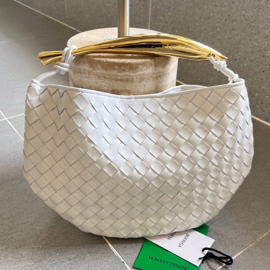 Luxury Bottega Veneta SARDINE 33 WITH CHAIN IN WHITE LAMBSKIN