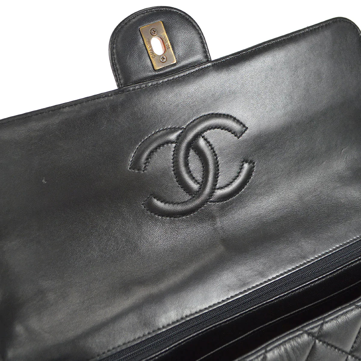CHANEL 1996-1997 Classic Flap Jumbo Black Lambskin 46427