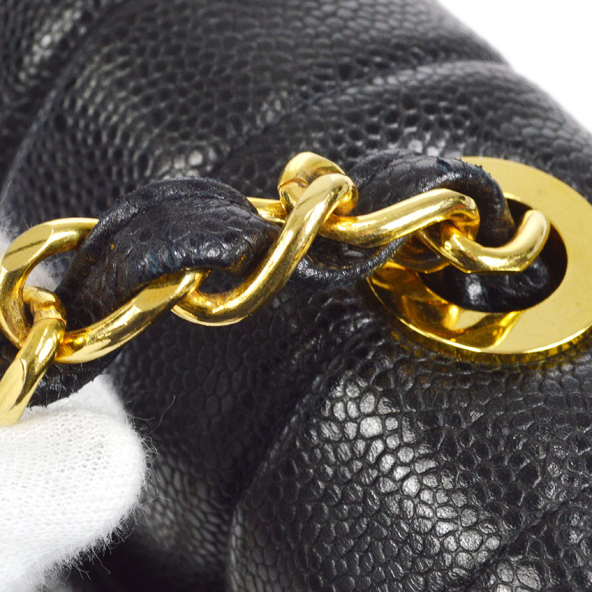 CHANEL★ 1991-1994 Vertical Classic Flap Jumbo Black Caviar 17145