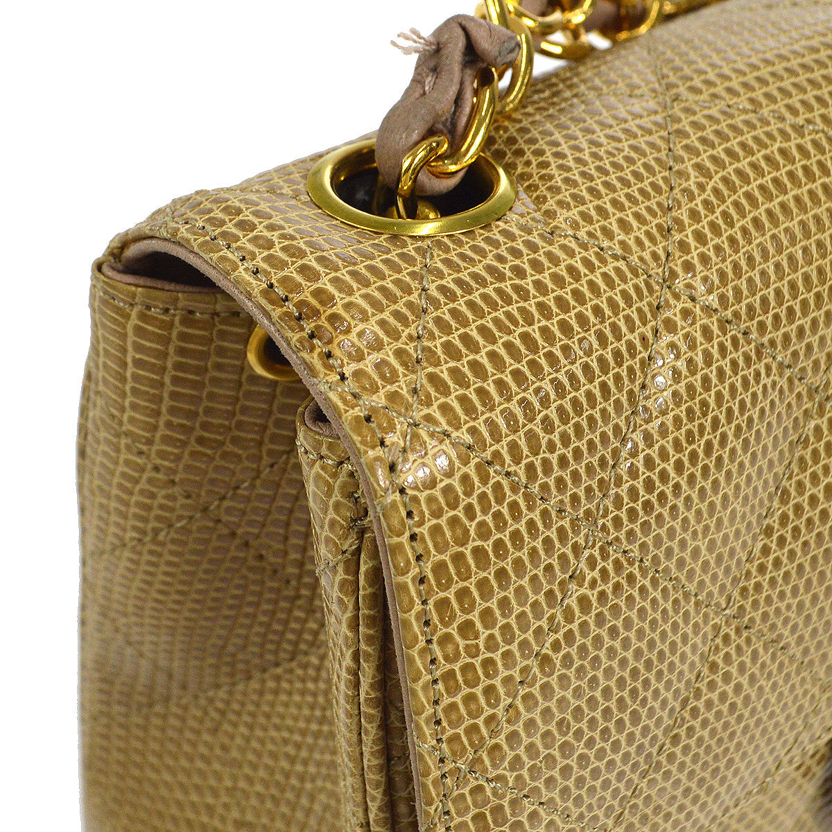 CHANEL 1991-1994 Classic Square Flap Mini Beige Lizard 47683