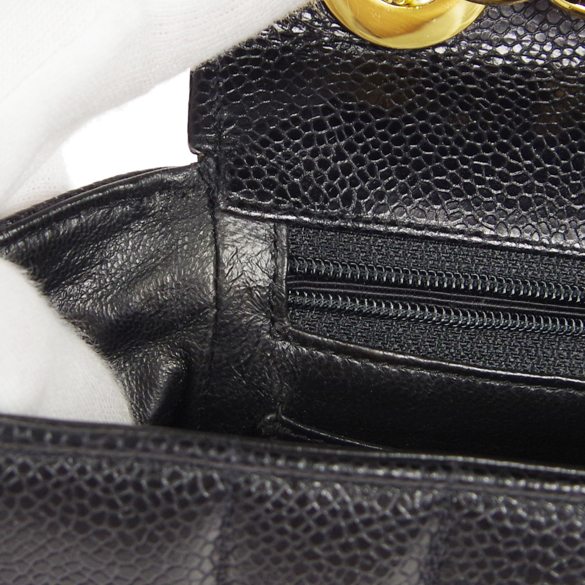 CHANEL★ 1991-1994 Vertical Classic Flap Jumbo Black Caviar 17219