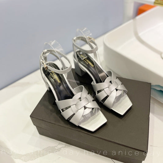 Luxury Saint Laurent SL TRIBUTE SANDAL SILVER CALFSKIN