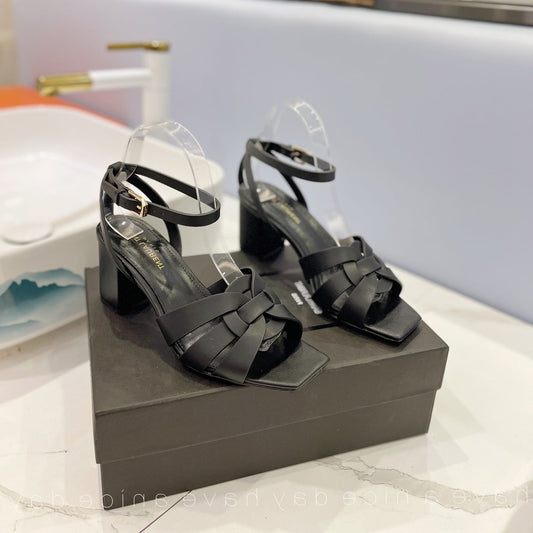 Luxury Saint Laurent SL TRIBUTE SANDAL BLACK CALFSKIN