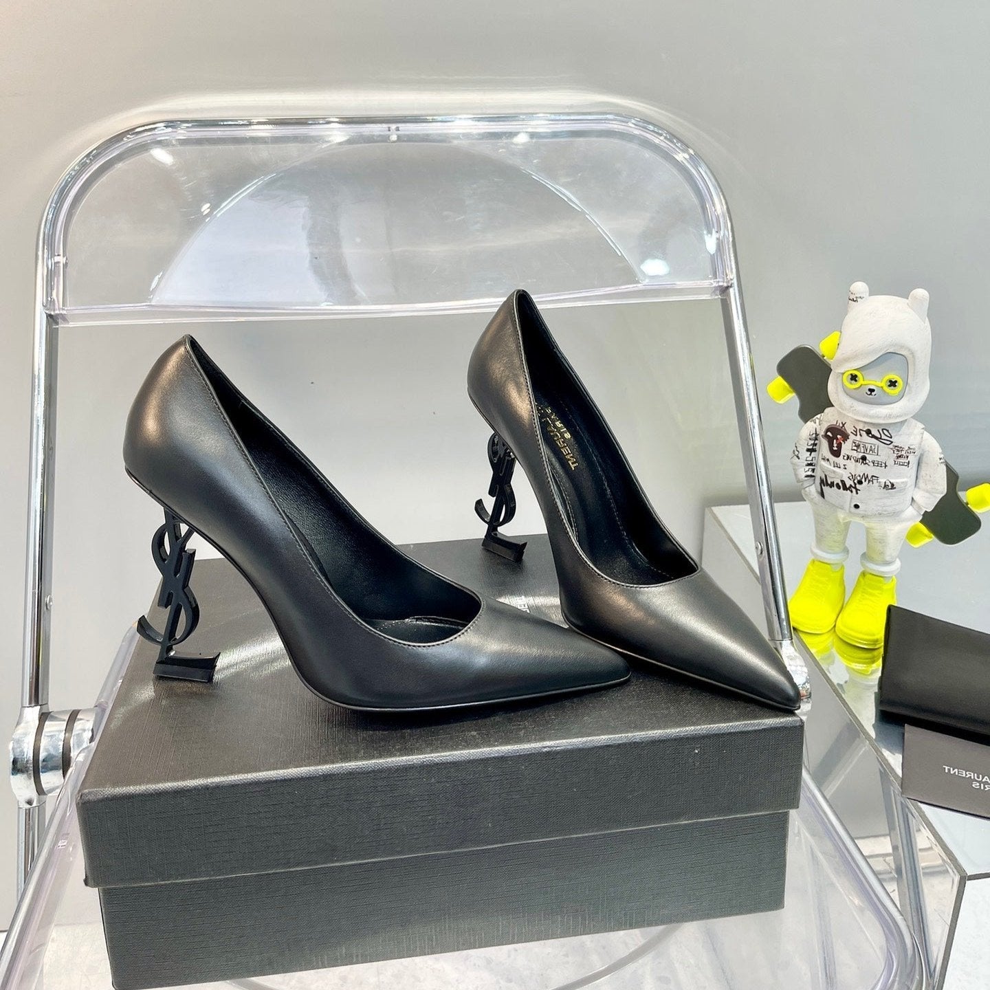 Luxury Saint Laurent SL OPYUM BASIC HIGH HEEL BLACK CALFSKIN