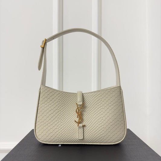 Luxury Saint Laurent Le 5 a 7 24 Snake White Lambskin Ghw