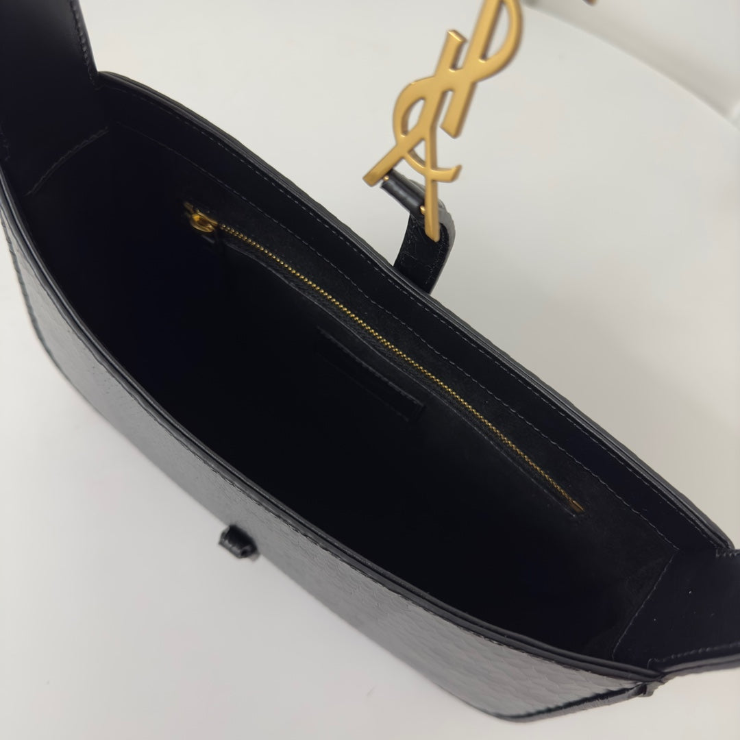 Luxury Saint Laurent Le 5 a 7 24 Snake Black Lambskin Ghw
