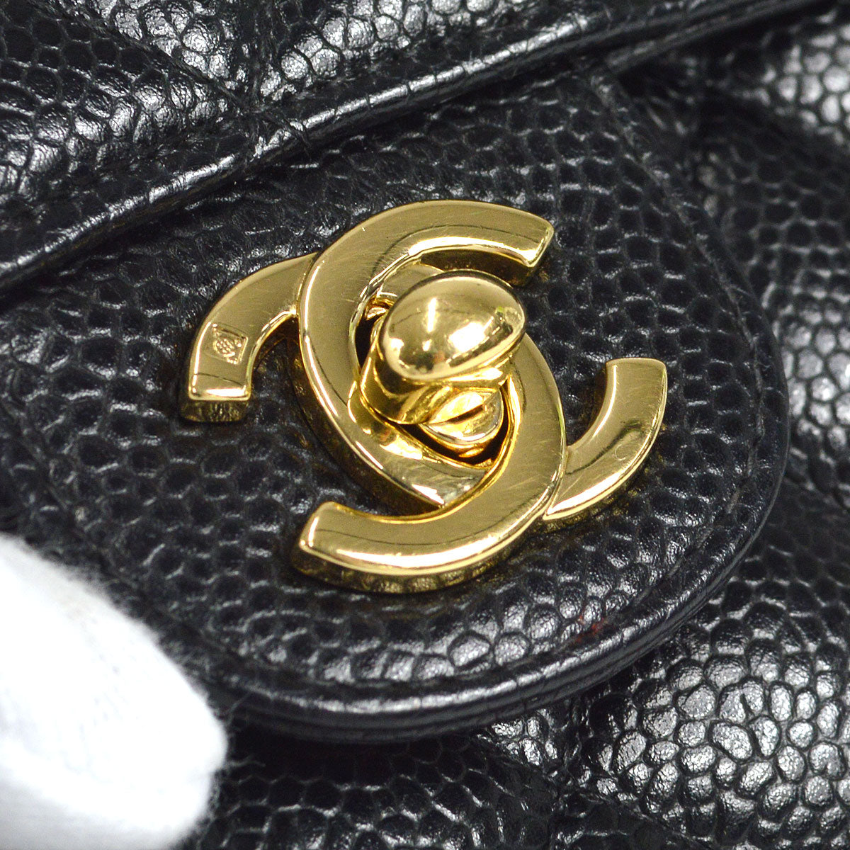 CHANEL 2003-2004 Classic Square Flap Mini 17 Black Caviar 27083