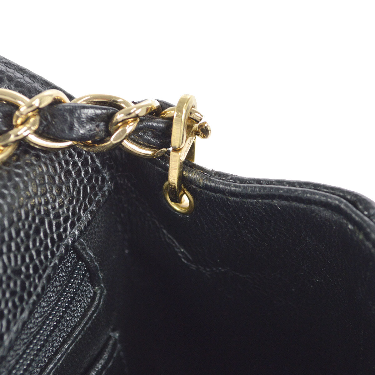 CHANEL 2003-2004 Classic Square Flap Mini 17 Black Caviar 27083